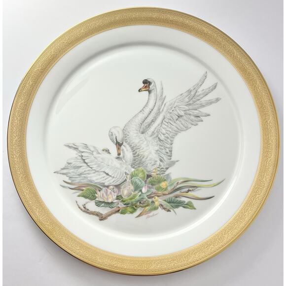 1970s Boehm Bone China “Swan” Decorative Charger Plate & Box 12 3/4” - Picture 2 of 8